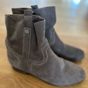 Frye & Co Sarah Pull-on Shorty Suede Ankle Boot Military Brown